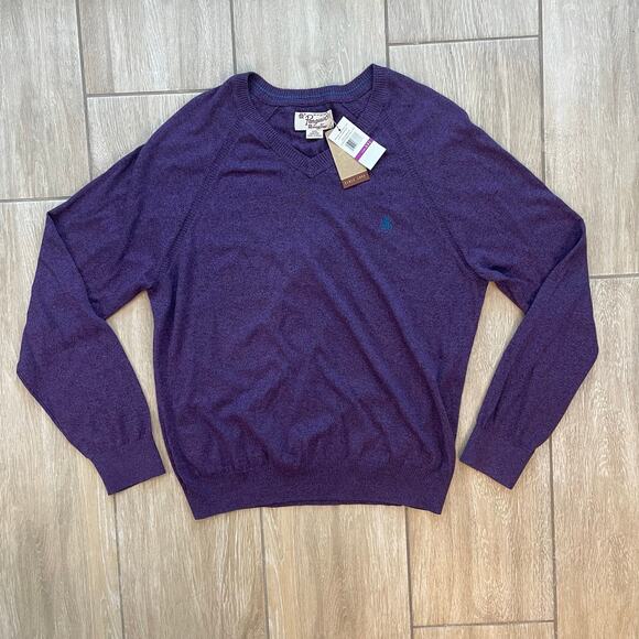 Original Penguin Men’s XXL Purple V-Neck Sweater Knit Pullover NWT Casual - Picture 1 of 12